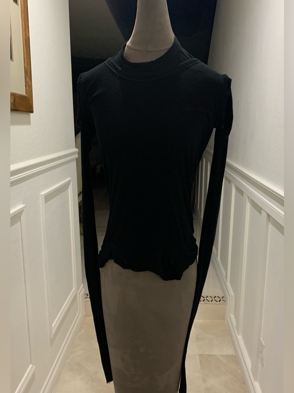 RICK OWENS  Cropped Banana Rib T-Shirt Size 6 US